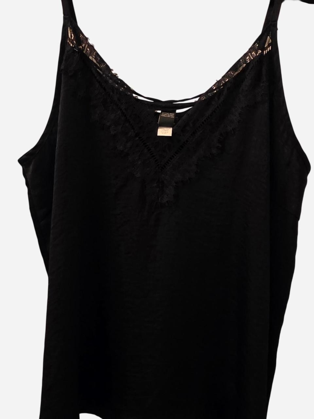 Torrid Black Satin Lace Trim Crossover Strappy Cami Tank Size 3